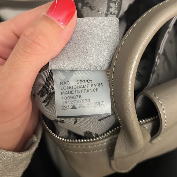 ⭐️Longchamp Crossbody Tote All Leather Le Pliage Cuir Classic Gray with Strap - Picture 7 of 8